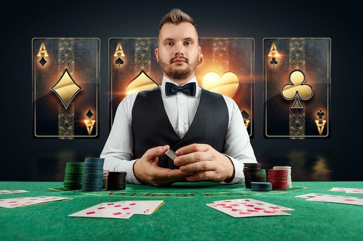 buku 2d live casino dealer table with multi-camera setup